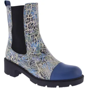 Adesso A7504 Norah Ladies Denim Fossil Leather Side Zip Ankle Boots