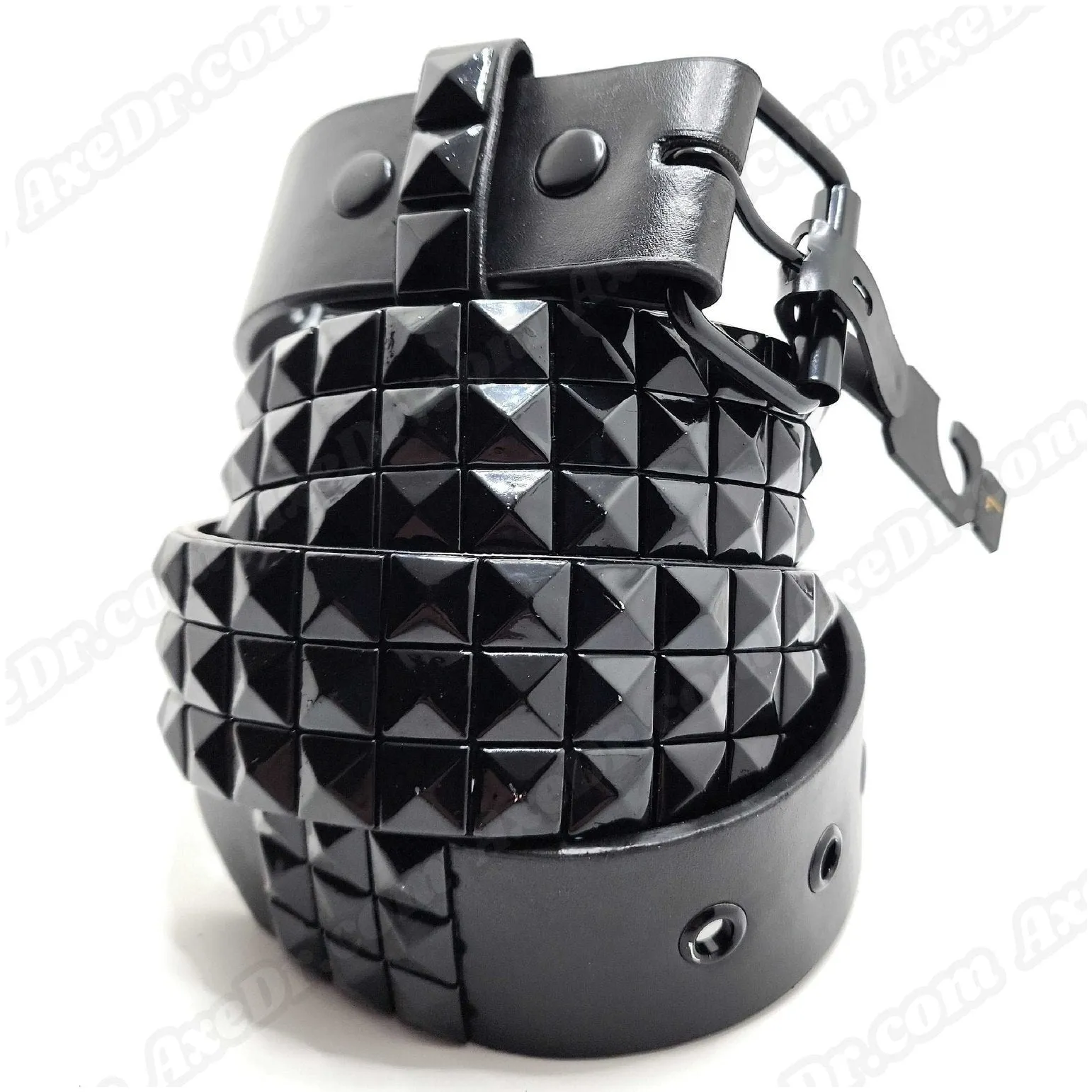 All Black Large Pyramid Studded Belt Buckle-Friendly