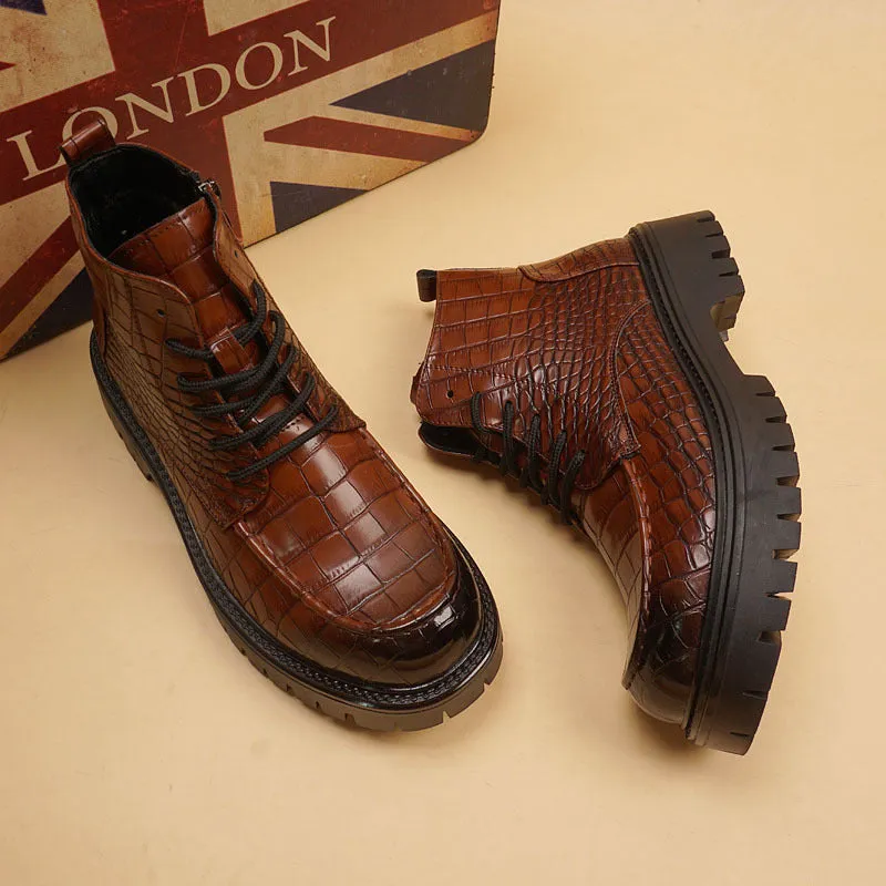 Aule Crocodile Pattern Boots