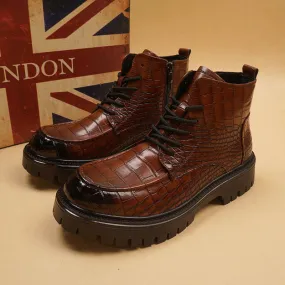 Aule Crocodile Pattern Boots