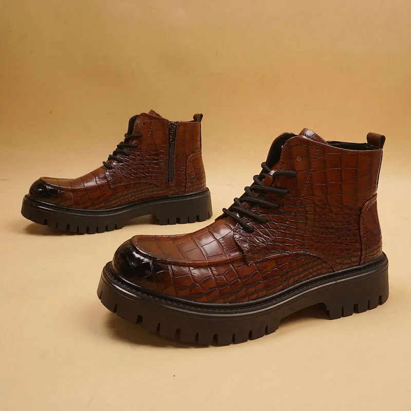 Aule Crocodile Pattern Boots