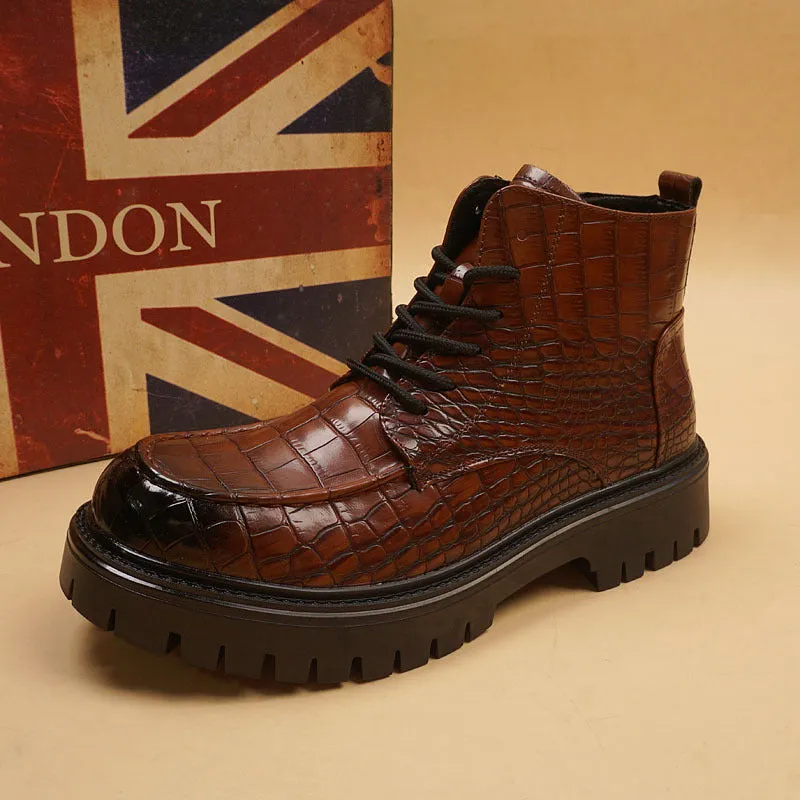 Aule Crocodile Pattern Boots