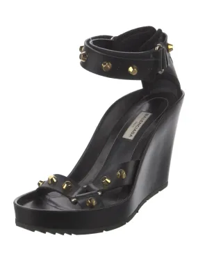 BALENCIAGA ARENA STUD LEATHER WEDGE SANDAS