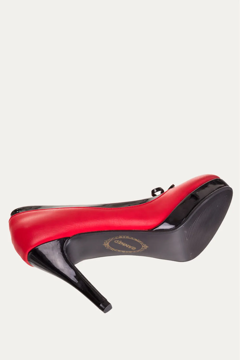 Banned Apparel - Red Isley Studded Platfom Heels