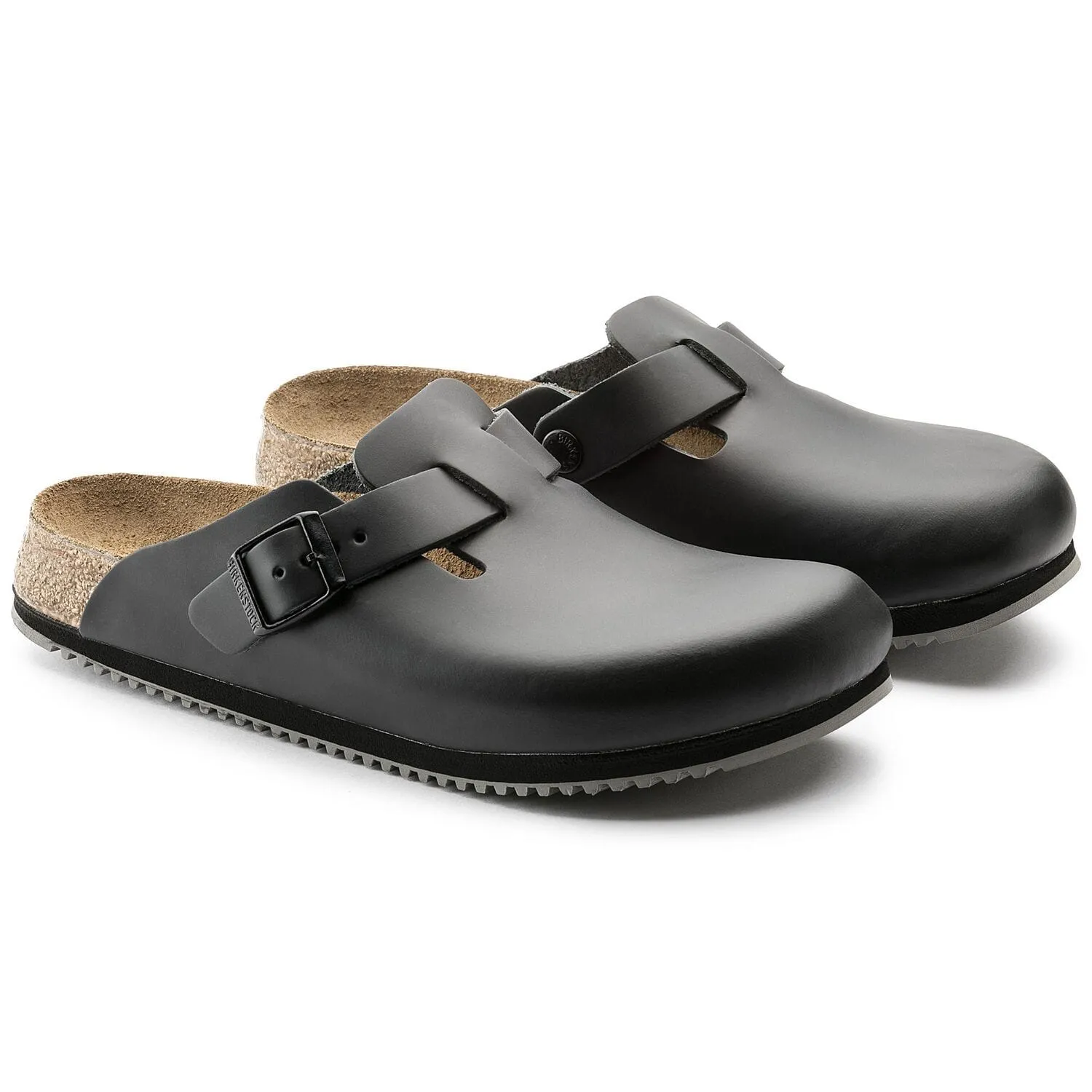 Birkenstock Boston Super Grip Clogs - Black Leather