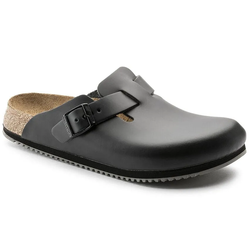 Birkenstock Boston Super Grip Clogs - Black Leather