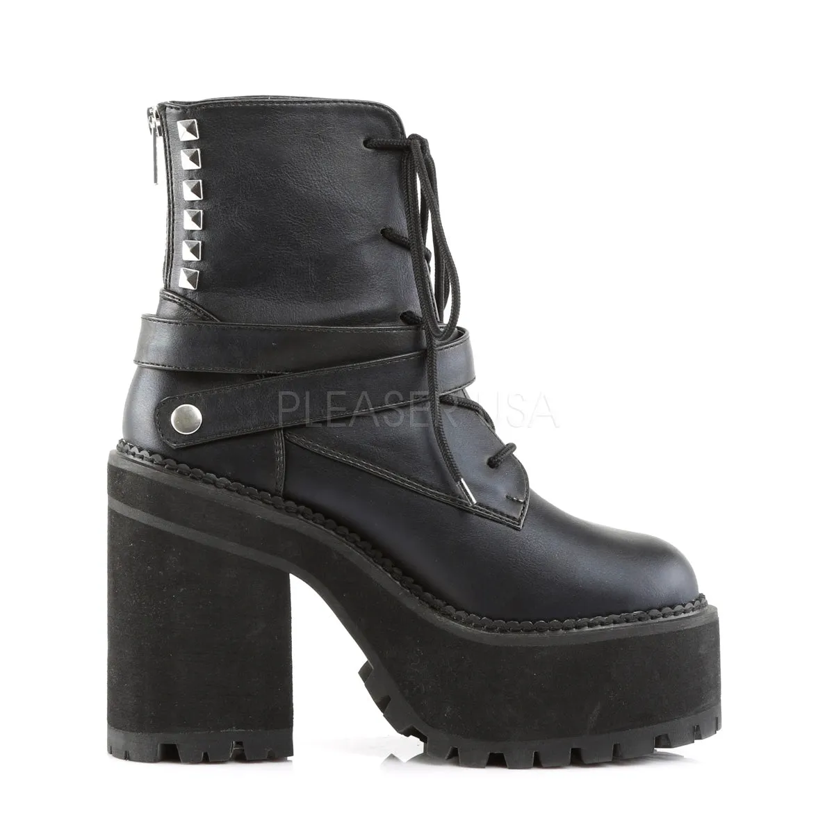 Block Heel Cleated Platform Boots Assault-101