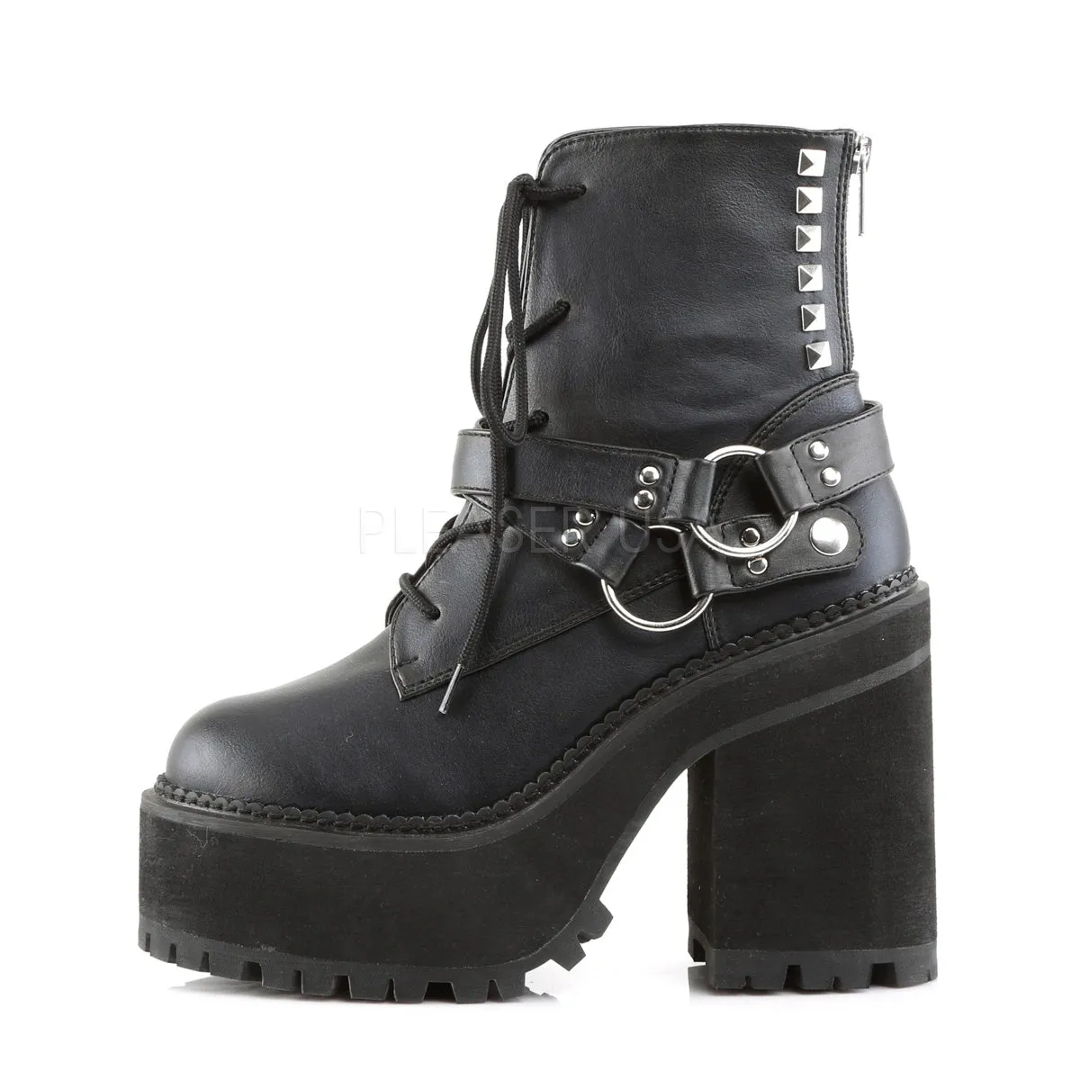 Block Heel Cleated Platform Boots Assault-101