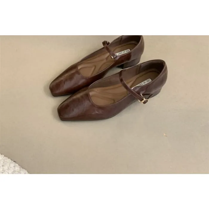 Block-Heel Mary Jane Flats