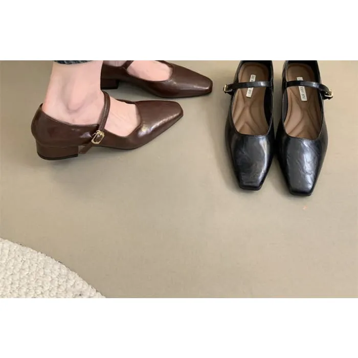 Block-Heel Mary Jane Flats