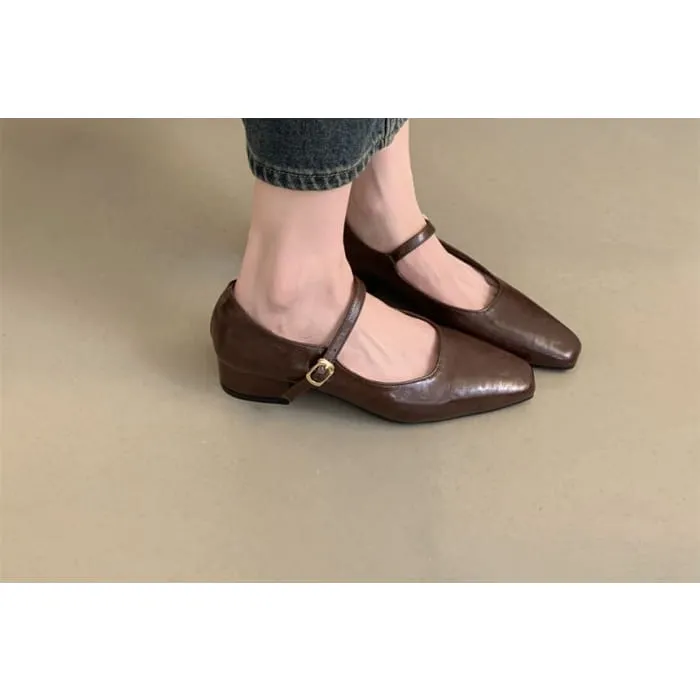 Block-Heel Mary Jane Flats