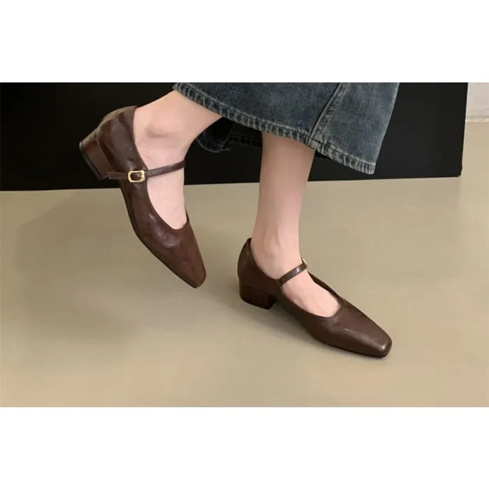 Block-Heel Mary Jane Flats