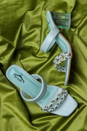 Brauch Women's Sea Green Golden Strap Prism Block Heel