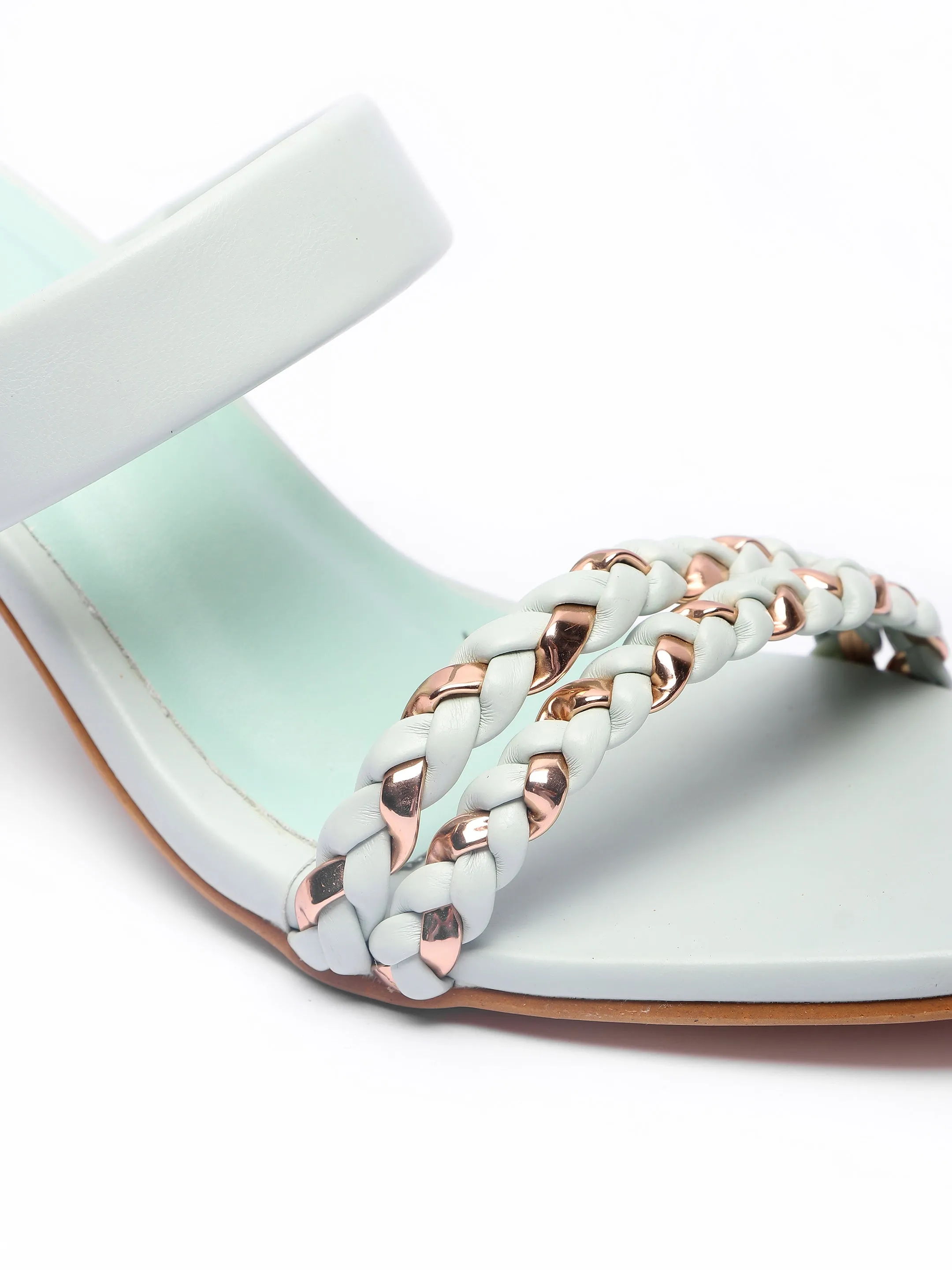 Brauch Women's Sea Green Golden Strap Prism Block Heel
