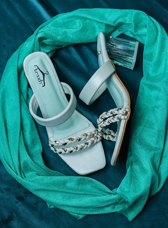 Brauch Women's Sea Green Golden Strap Prism Block Heel