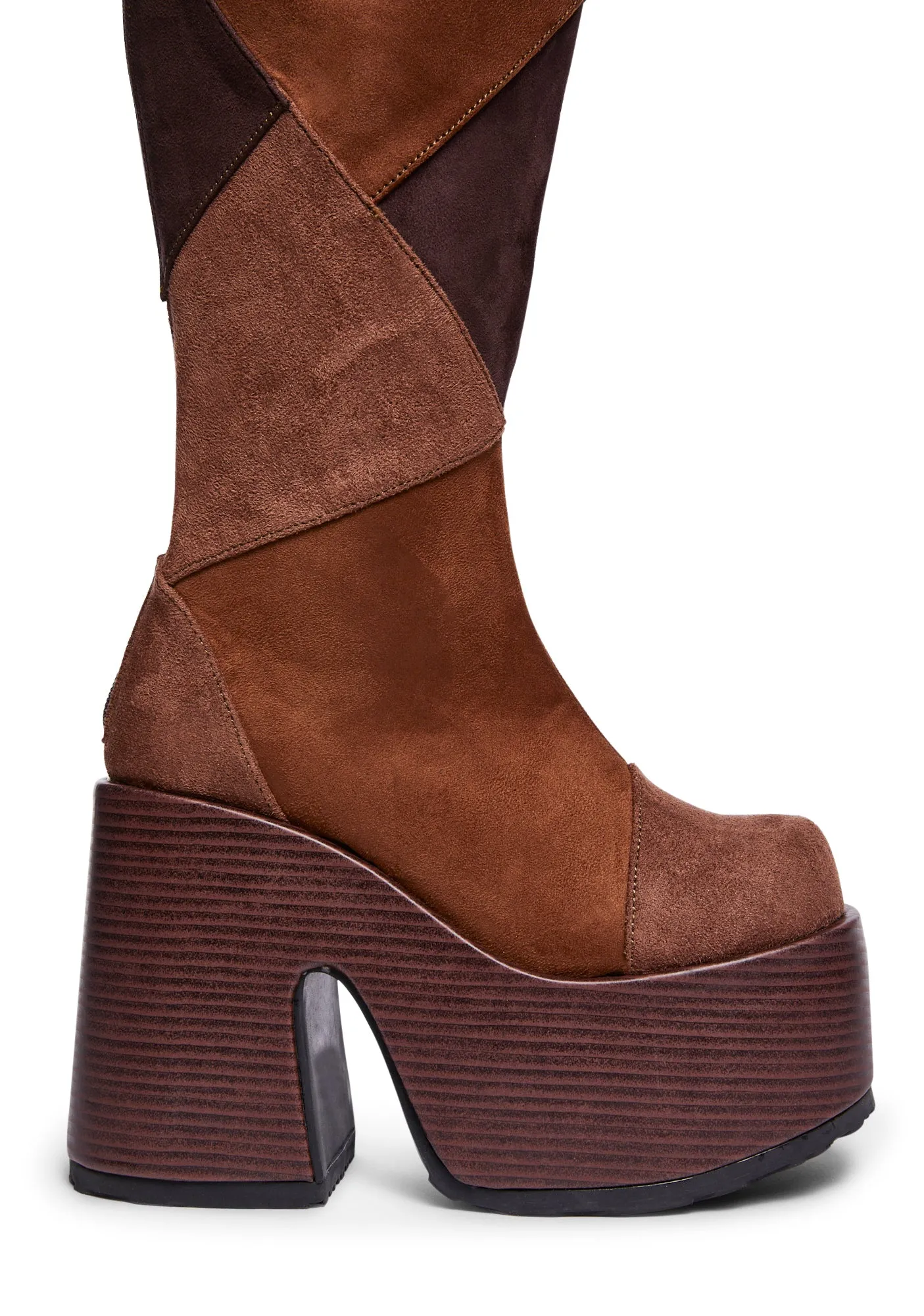 Camel-280 Knee High Boots - Brown