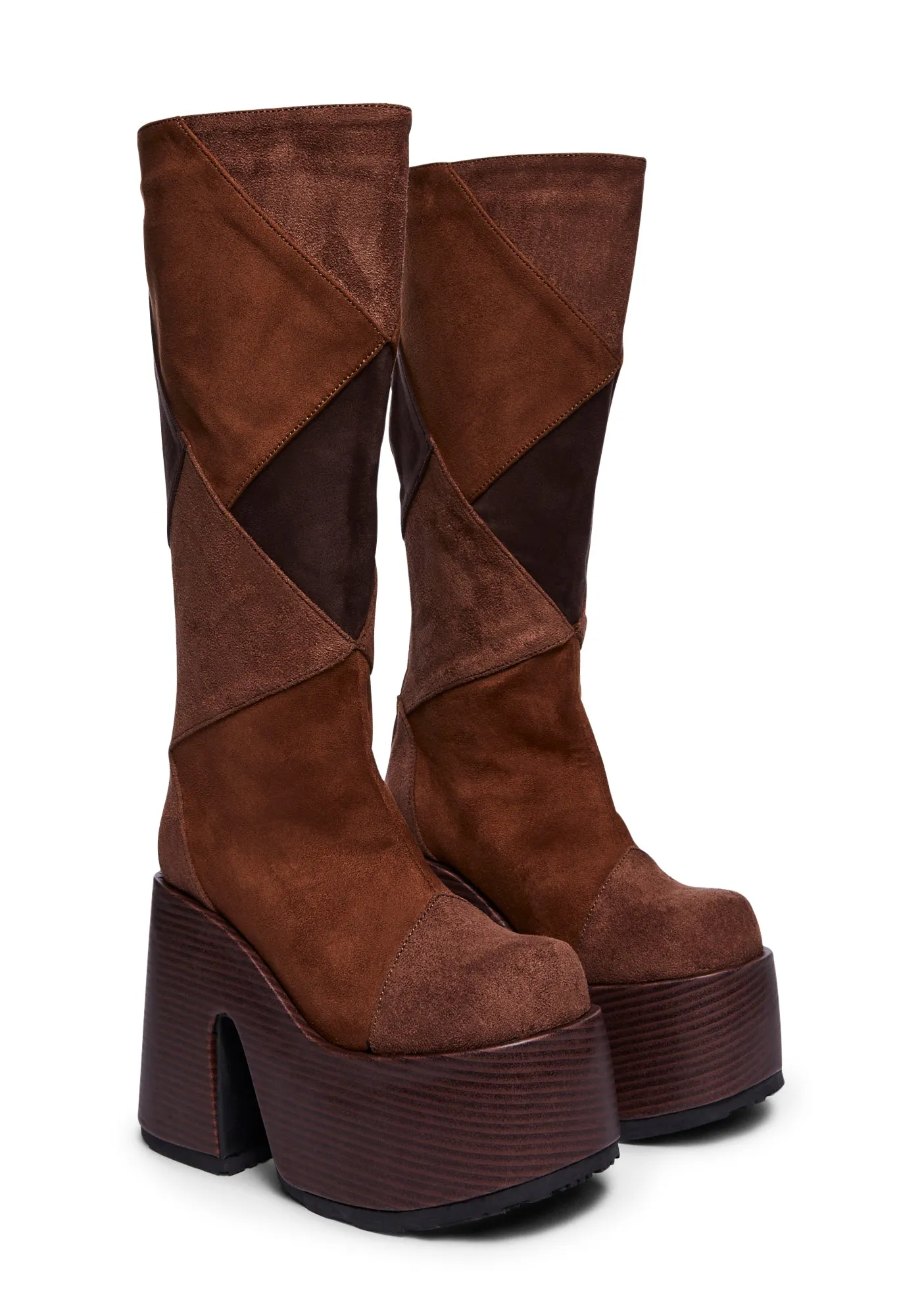 Camel-280 Knee High Boots - Brown