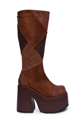 Camel-280 Knee High Boots - Brown