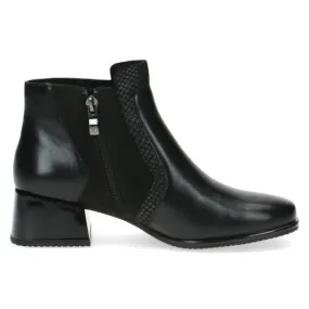 Caprice 25339-41 019 Ladies Black Combi Leather Side Zip Ankle Boots