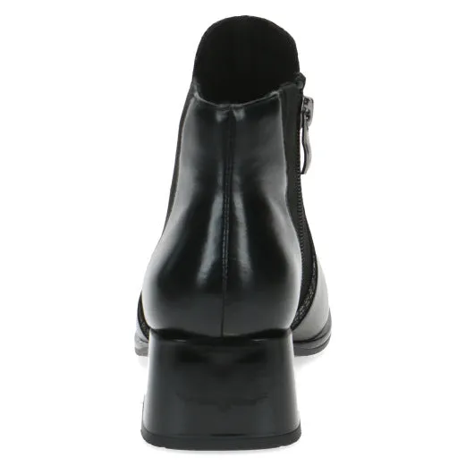 Caprice 25339-41 019 Ladies Black Combi Leather Side Zip Ankle Boots