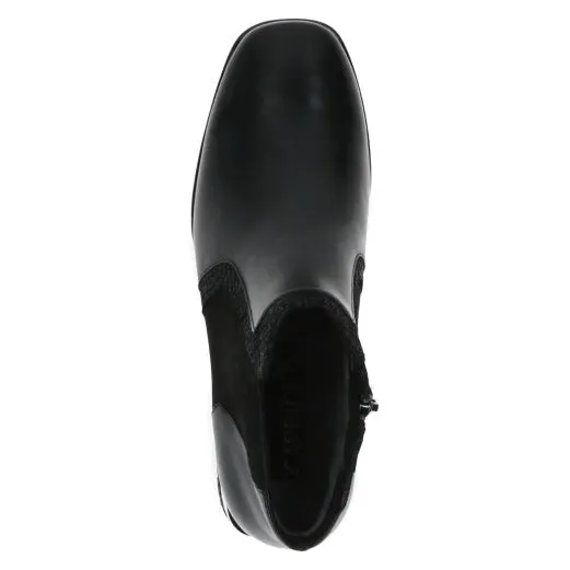 Caprice 25339-41 019 Ladies Black Combi Leather Side Zip Ankle Boots