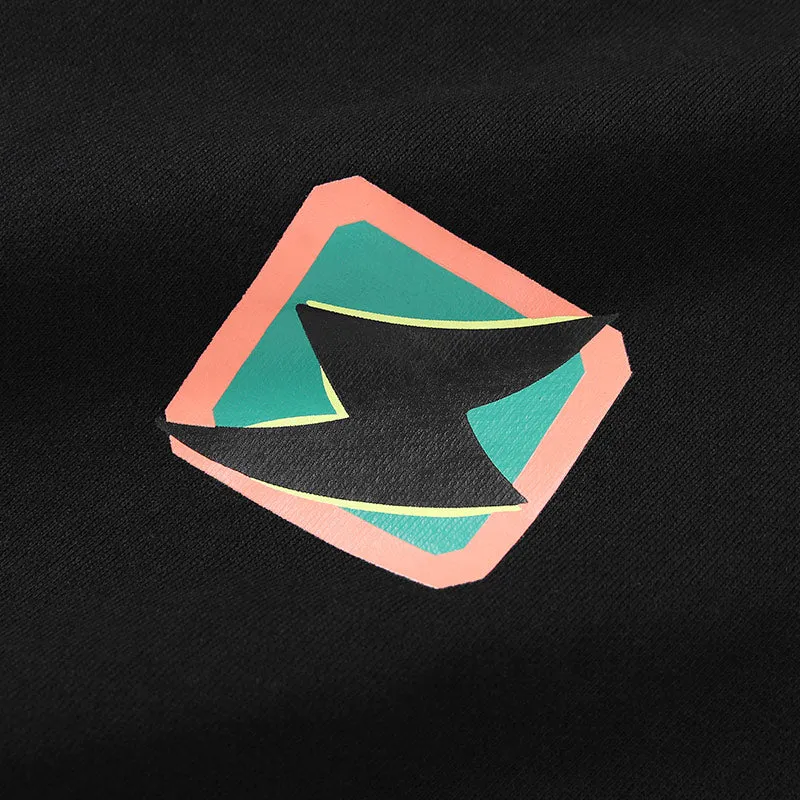 Cartoon Graffiti Print Zip Slant Placket Stand Collar Jacket