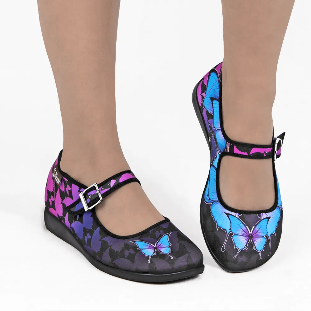 Chocolaticas® Dark Butterfly Women's Mary Jane Flat