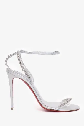 Christian Louboutin Silver Leather Studded Heels Size 37.5