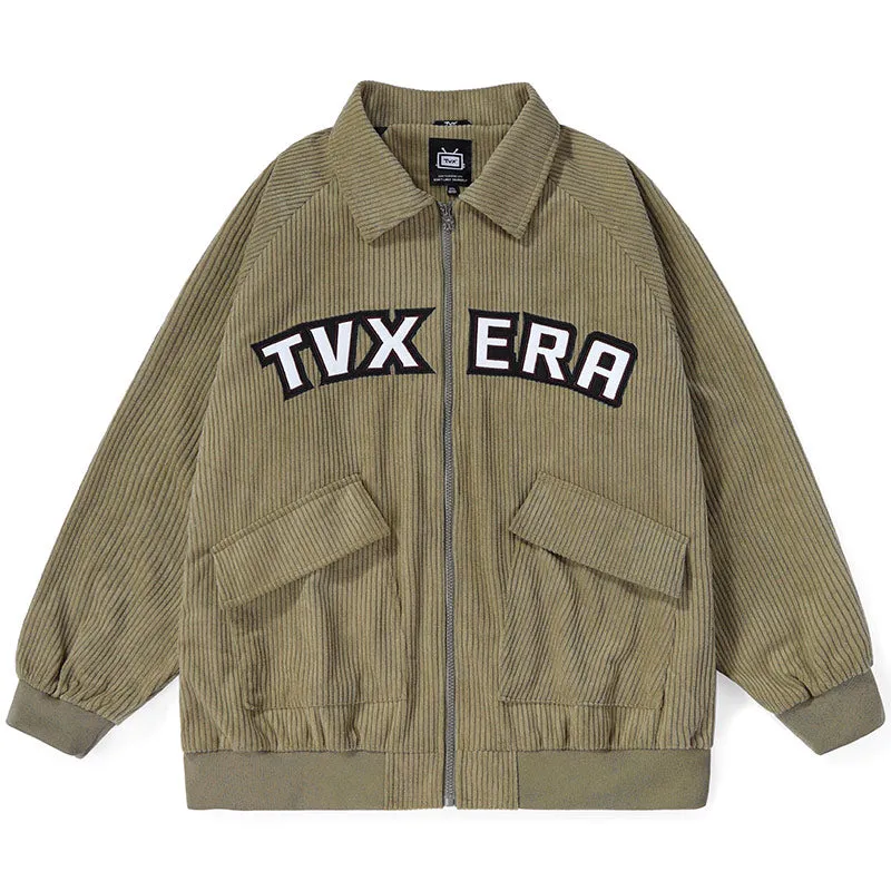 City Boy Letter Embroidery Corduroy Jacket