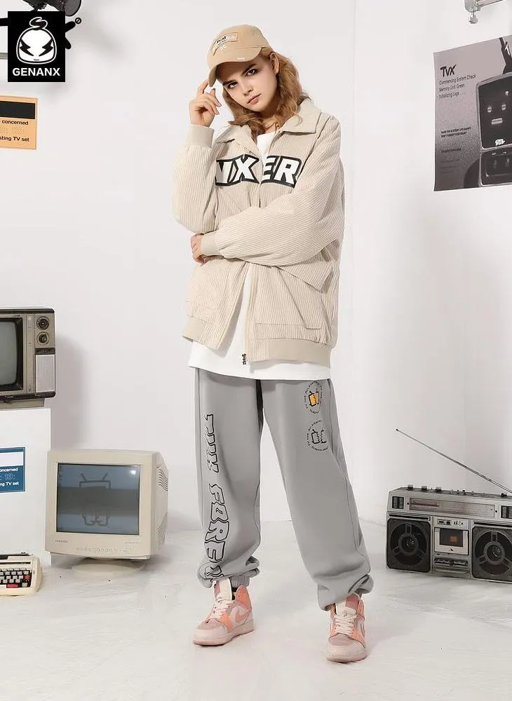 City Boy Letter Embroidery Corduroy Jacket