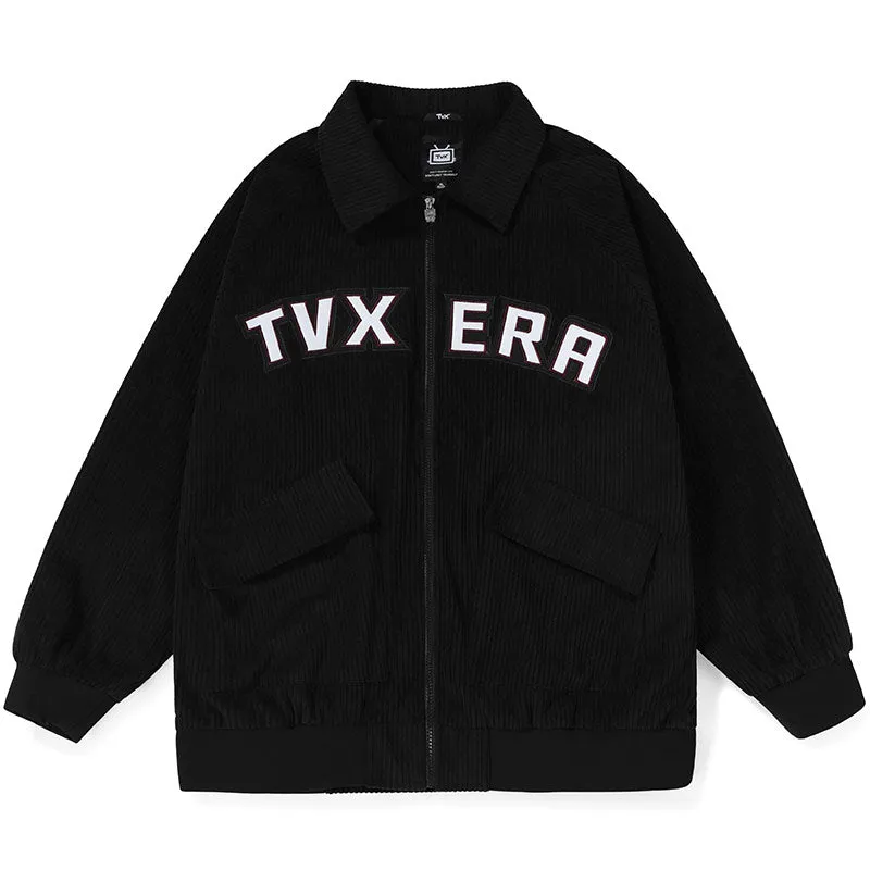 City Boy Letter Embroidery Corduroy Jacket