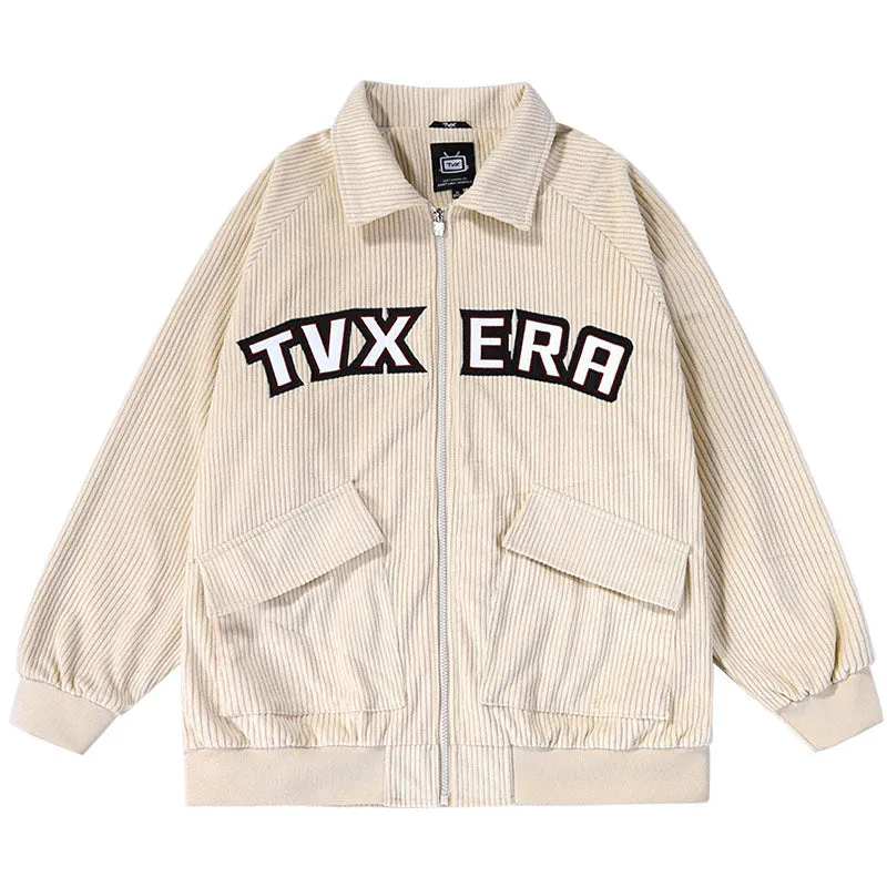 City Boy Letter Embroidery Corduroy Jacket