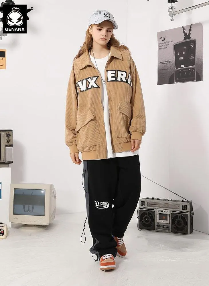 City Boy Letter Embroidery Corduroy Jacket