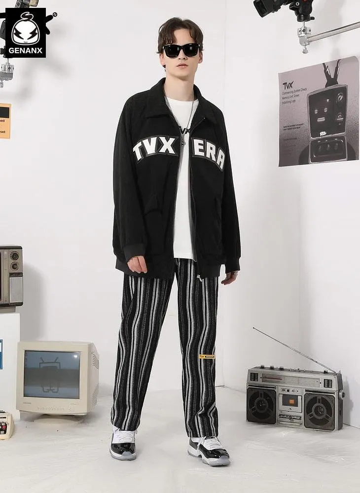 City Boy Letter Embroidery Corduroy Jacket