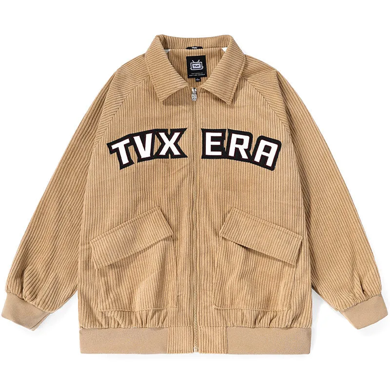 City Boy Letter Embroidery Corduroy Jacket