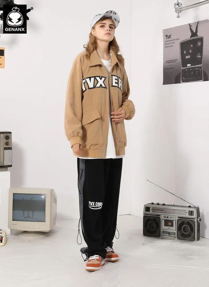 City Boy Letter Embroidery Corduroy Jacket