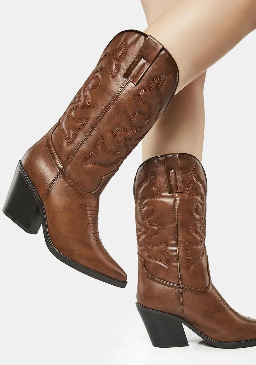 Coffee Forbidden Blaze Cowboy Boots