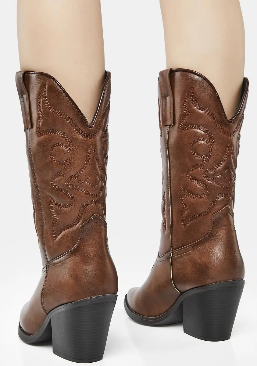 Coffee Forbidden Blaze Cowboy Boots