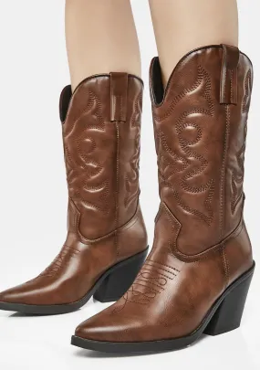 Coffee Forbidden Blaze Cowboy Boots