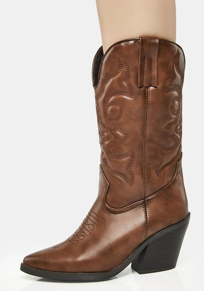 Coffee Forbidden Blaze Cowboy Boots