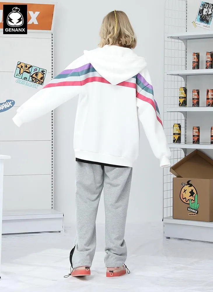 Color Block Stripe Hooded Padded Jacket