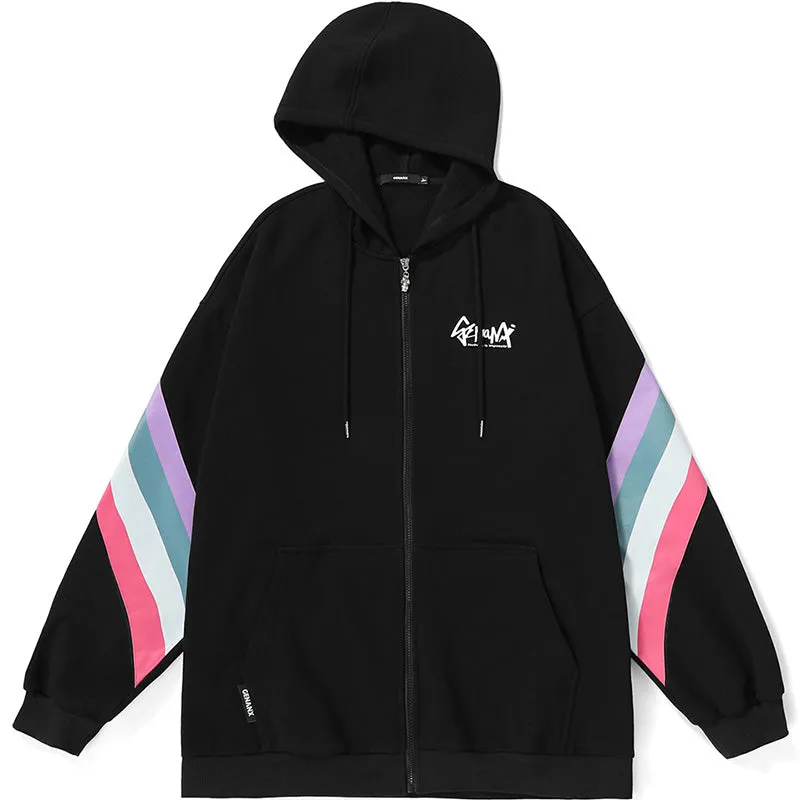Color Block Stripe Hooded Padded Jacket