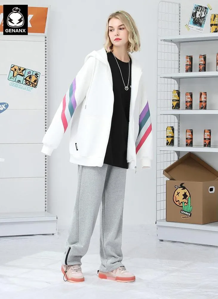 Color Block Stripe Hooded Padded Jacket