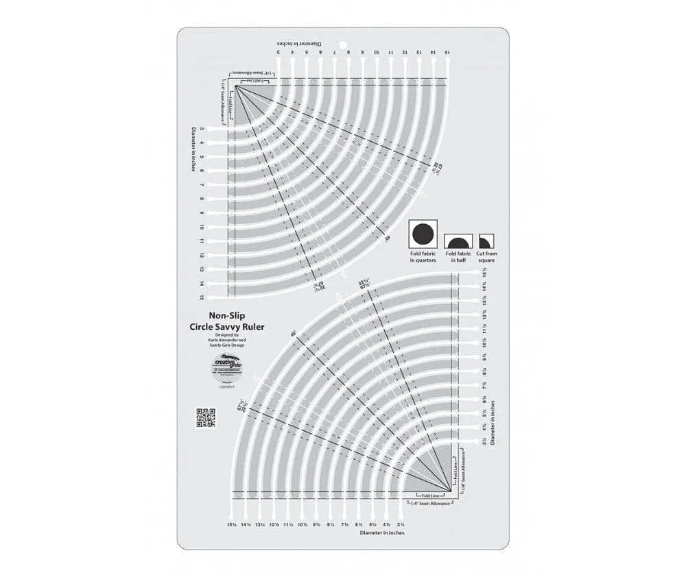 Creative Grids Circle Savvy 11-3/4" x 18-1/2" Quilt Ruler