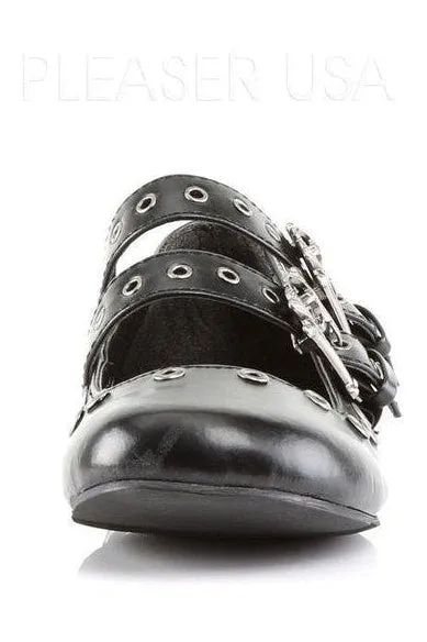DAISY-03 Demonia Flat | Black Faux Leather