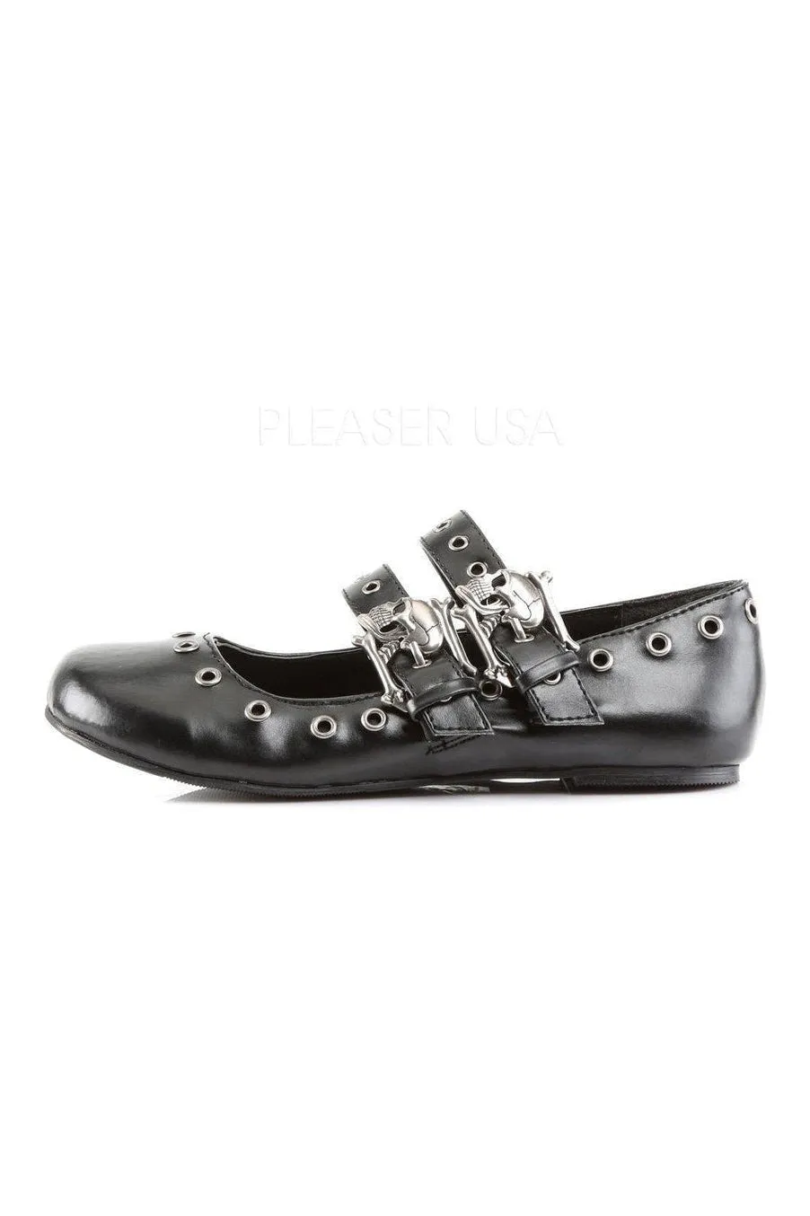 DAISY-03 Demonia Flat | Black Faux Leather