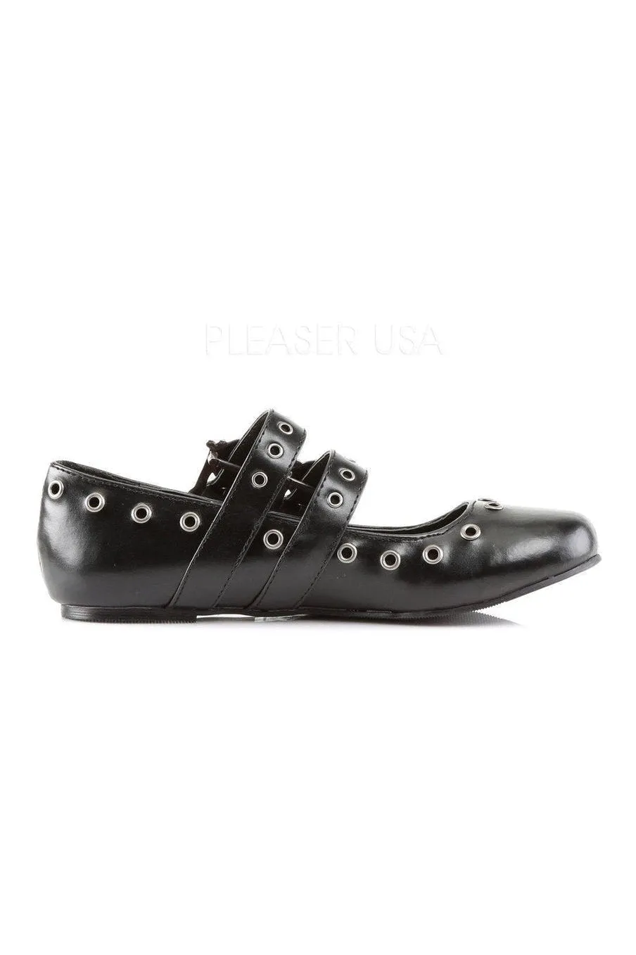 DAISY-03 Demonia Flat | Black Faux Leather