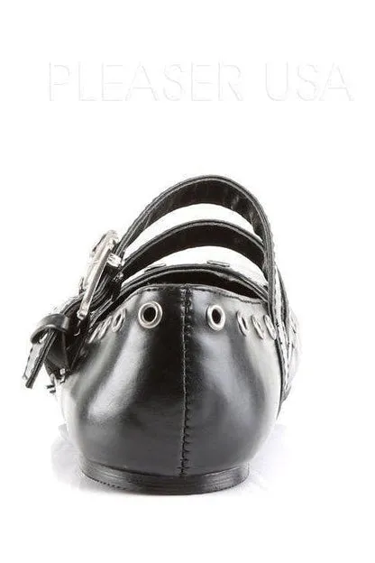 DAISY-03 Demonia Flat | Black Faux Leather