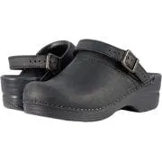 Dansko Women's Ingrid Open Back Clogs- Black Oiled