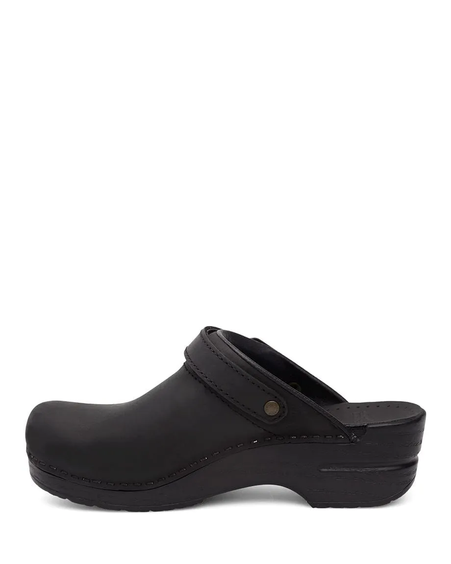 Dansko Women's Ingrid Open Back Clogs- Black Oiled